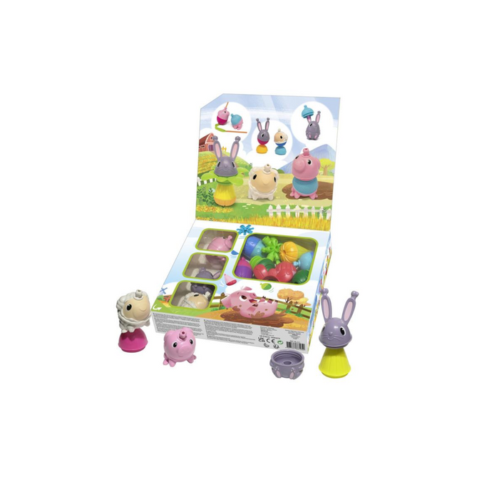 2 | Lalaboom Gift Set of Educational Bead and 3 Farm Animals Beads