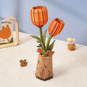 Robotime - TW081 | Wooden Bloom Craft - Orange Tulip