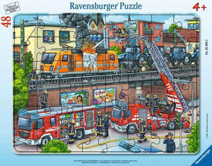 Ravensburger - 05093 | Frame Puzzle - Firefighters in Action