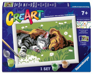 Ravensburger - 12023073 | CreArt: Sleeping Cat and Dog - Paint By Numbers Set
