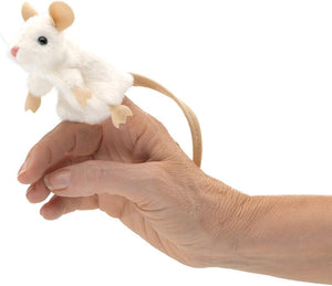 Folkmanis Puppets - 2776 | Mini White Mouse Finger Puppet