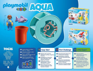 Playmobil - 70636 | 1-2-3 Aqua: Water Wheel With Baby Shark