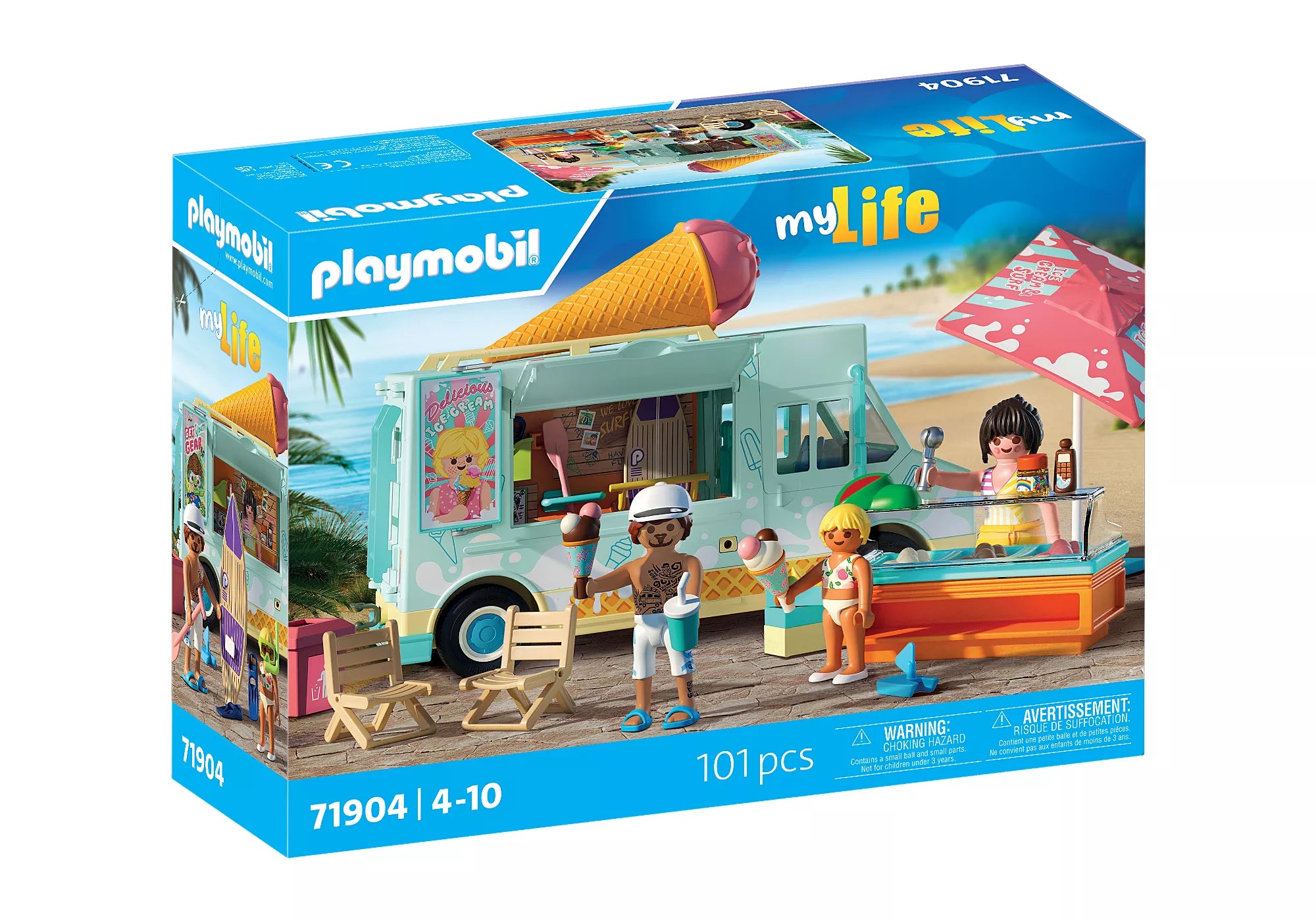 Playmobil アイスクリームトラック 71904 Playmobil - 71904 | My Life - Ice Cream Truck with Surfshop