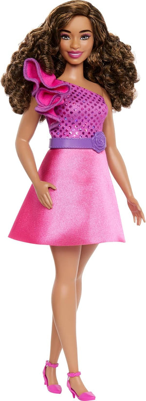 Barbie - 17679 | Barbie Fashionistas Fashion Doll - #225 Pink Dress with Shoulder Ruffle