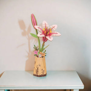 Robotime - TW071 | Wooden Bloom Craft - Pink Lily