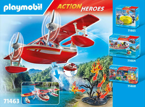 Playmobil - 71463 | Action Heroes: Firefighting Sea Plane with Extinguishing Function