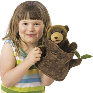 Folkmanis Puppets - 2904 | Bear In Tree Stump Puppet