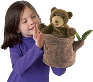 Folkmanis Puppets - 2904 | Bear In Tree Stump Puppet