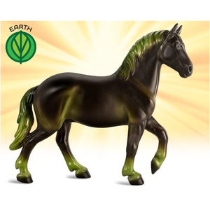 Terran is a stunning draft horse who radiates the strong and steady image of an earth-type horse. His shimmery brown coat and earthy green accents represent nutrient-rich soil with the first signs of new growth.