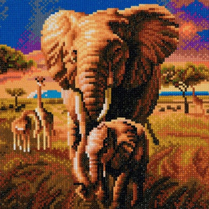 Craft Buddy - CA-47815 | Crystal Art Mounted Kit - Elephant Savannah
