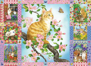 Cobble Hill - 80272 | Blossoms and Kittens Quilt - 1000 Piece Puzzle