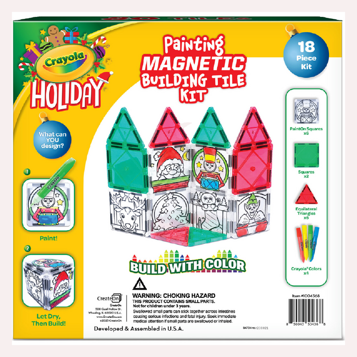 10 | 1004368 - Crayola Holiday PaintOn 18-Piece Magnetic Tiles Set