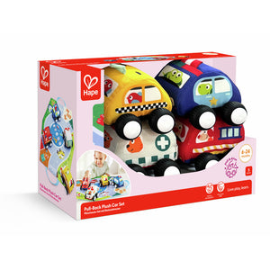 Hape - E0076 | Pull-Back Plush Car Set
