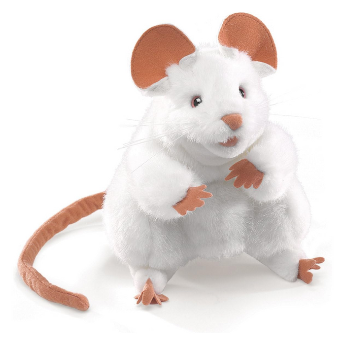 Folkmanis Puppets - 2219 | White Mouse Puppet
