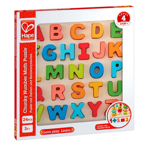 Hape - E1551 | Chunky Alphabet Puzzle - 27-Piece Chunky Capital Letters Puzzle