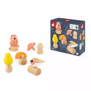 Janod - 08643 | Birds and Mushrooms Screw Toys