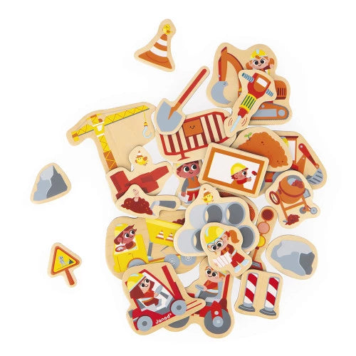 Janod - J09647 | Construction Equipment Magnets 24 Pieces