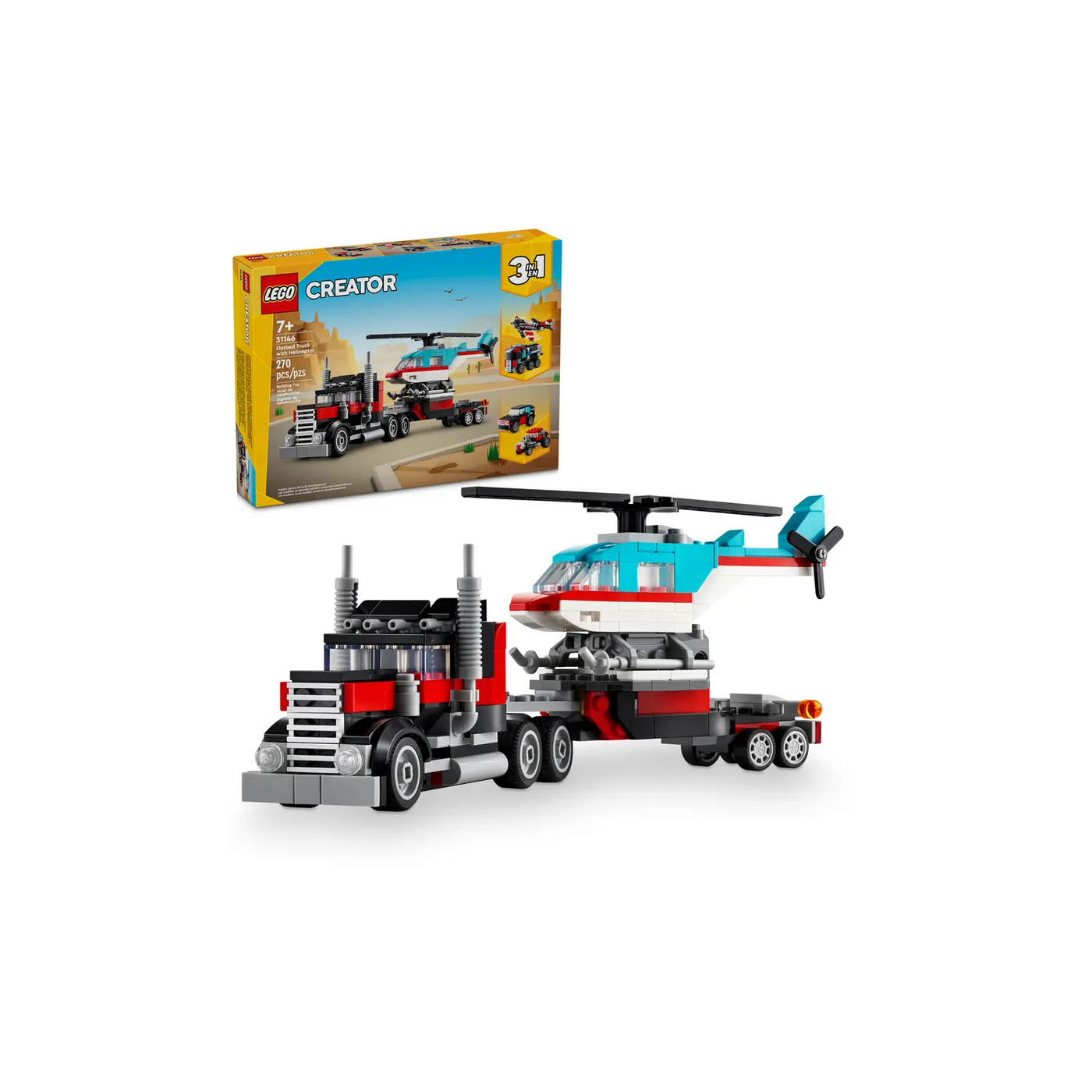 LEGO 31146 Creator 3-in-1: Flatbed Truck With Helicopter
