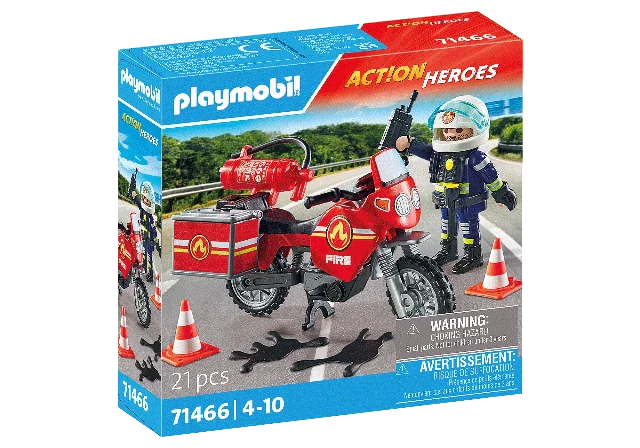 Playmobil - 71466 | Action Heroes: Fire Motorcycle & Oil Spill Incident