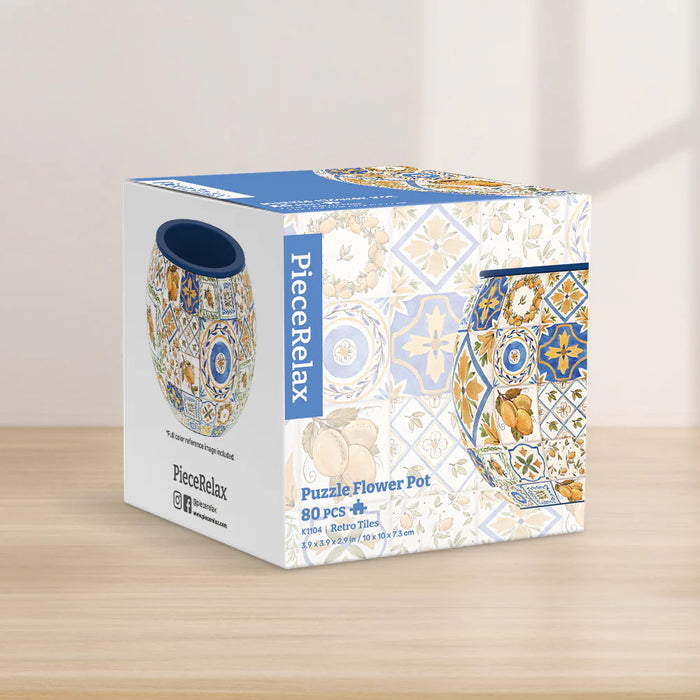 3D Puzzle Planter - Retro Tiles - Small Round Plant Pots