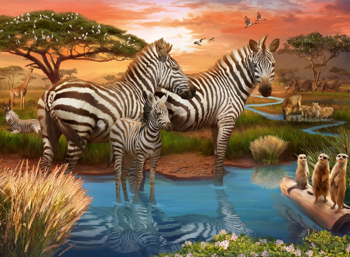 Ravensburger - 12000365 | Zebras at the Waterhole 500pc Puzzle