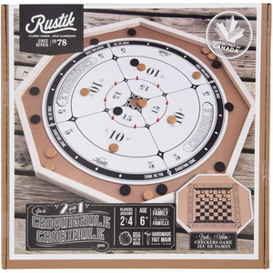 Rustik - 31135 | Deluxe Crokinole / Chess / Checkers 3-in-1