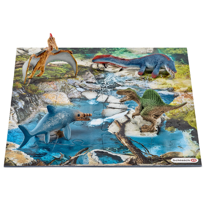 Schleich - 42330 | Dinosaurs: Mini Dinosaurs with Water Hole Puzzle