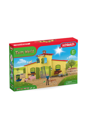 Schleich - 42605 | Farm World: Large Yellow Farm with Farmer Paul Animals & Accessories
