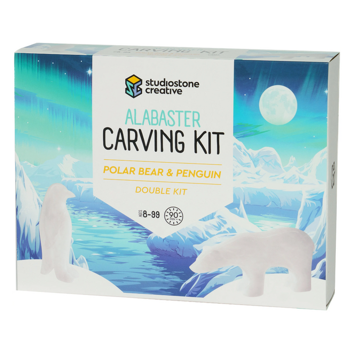 Studiostone Creative - 75315 | Soapstone Carving Kit - Polar Bear & Penguin