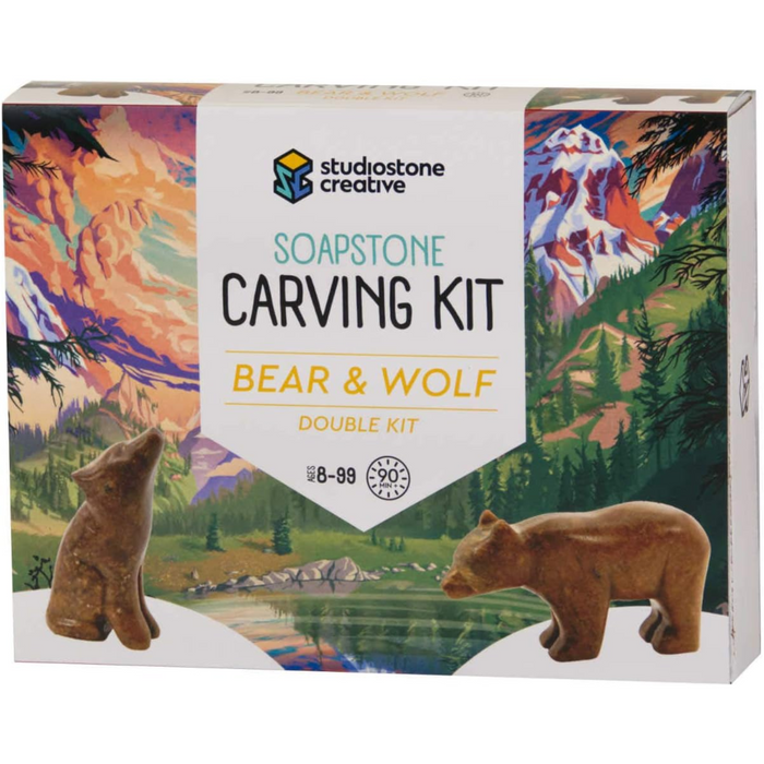 Studiostone Creative - 75338 | Soapstone Carving Kit - Bear & Wolf