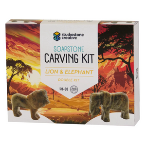 Studiostone Creative - 75340 | Soapstone Carving Kit - Elephant & Lion