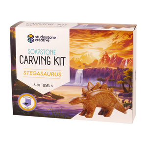 Soapstone Carving Kit Stegosaurus" offers a unique and creative hands-on experience for enthusiasts of all ages. This kit provides everything needed to carve a detailed Stegosaurus sculpture from soapstone.