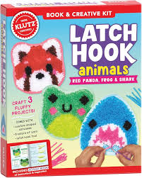 Klutz - 17616 | Latch Hook Animals - Red Panda, Frog & Shark