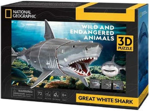 Incredible Group - DS1098H | National Geographic Great White Shark 72 Piece 3D Puzzle