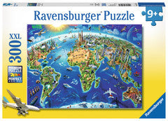 Ravensburger - 13227 | World Landmarks Map - 300 PC Puzzle