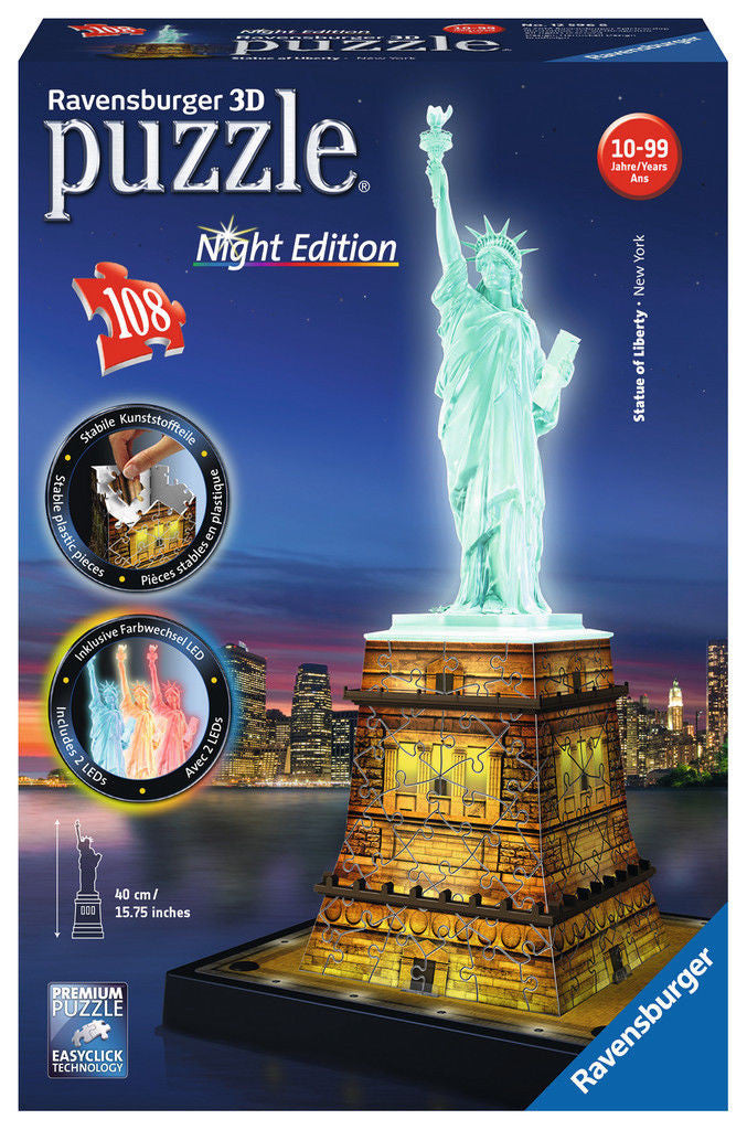 Ravensburger - 12596 | Statue Of Liberty (Night Edition) 108 PC 3D Puzzle