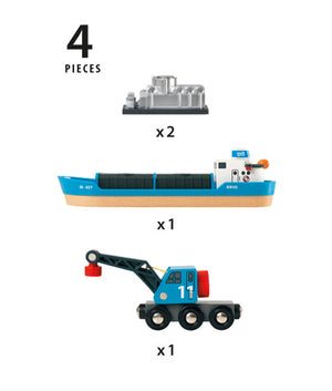 BRIO - 33534 | Freight Ship & Crane Set