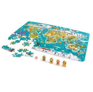 Hape - E1626 | 2-in-1 World Tour Puzzle & Game