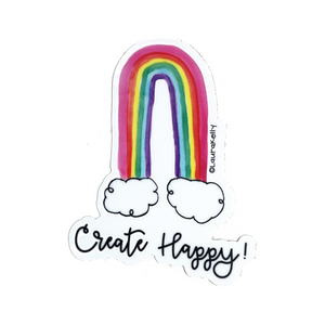 Laura Kelly Designs - ST-HAPPY-L | Vinyl Sticker - Create Happy Rainbow