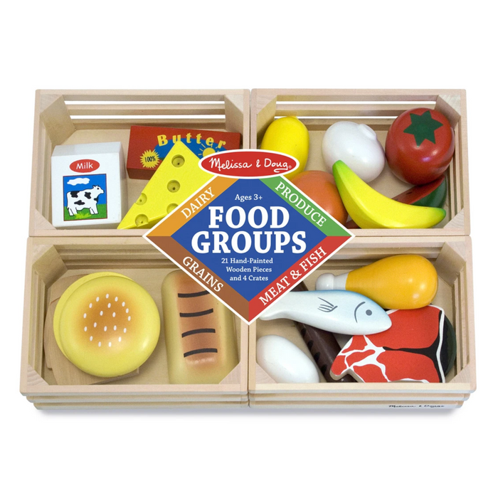 Melissa & Doug - 10271 | Food Groups Wooden Play Food Set