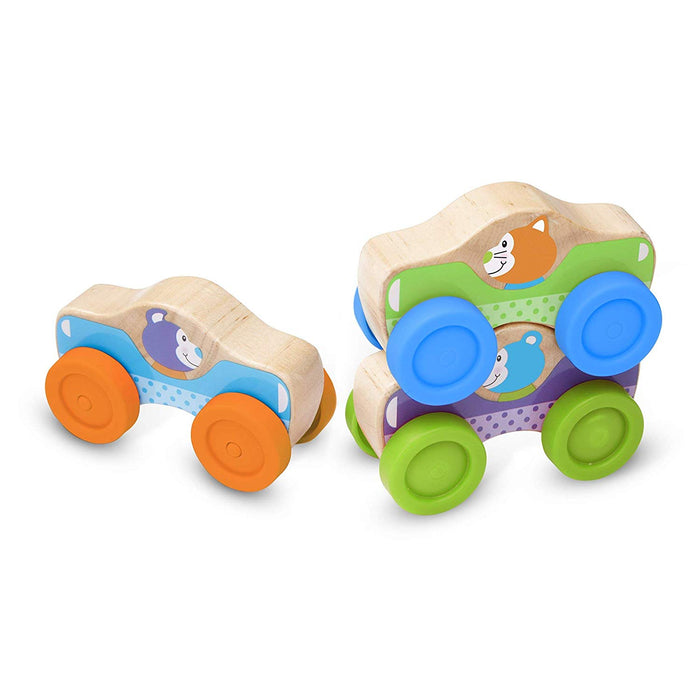 Melissa & Doug - 40129 | First Play Wooden Animal Stacking Cars