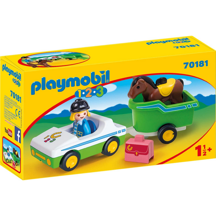 Playmobil - 70181 | 1.2.3: Car With Horse Trailer
