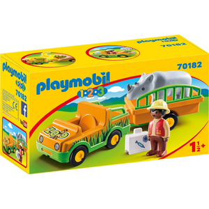 Playmobil - 70182 | 1-2-3 Zoo Vehicle with Rhinoceros