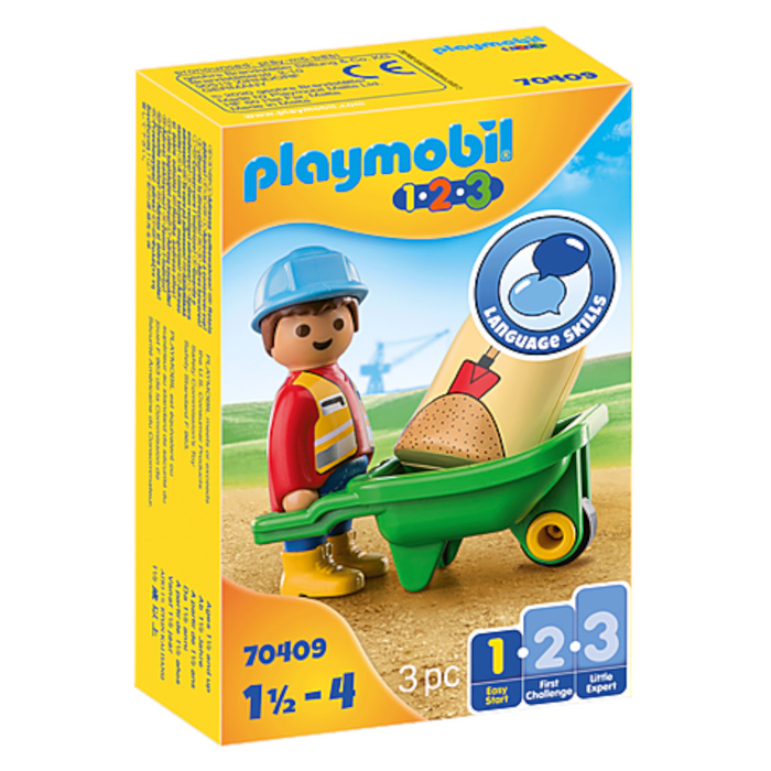 Playmobil - 70409 | 1.2.3: Construction Worker with Wheelbarrow