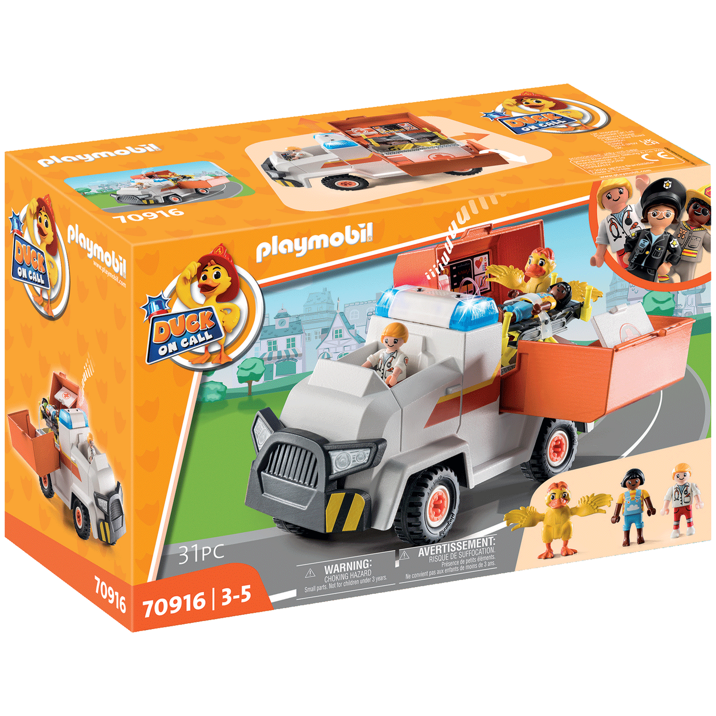 PLAYMOBIL Duck On Call Fire Truck Toy With Figures - Weight-Shift Steering & Water Cannon