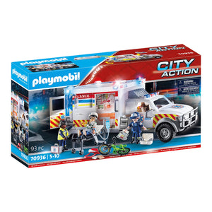 Playmobil - 70936 | City Action: Rescue Vehicles - Ambulance with Lights & Sounds