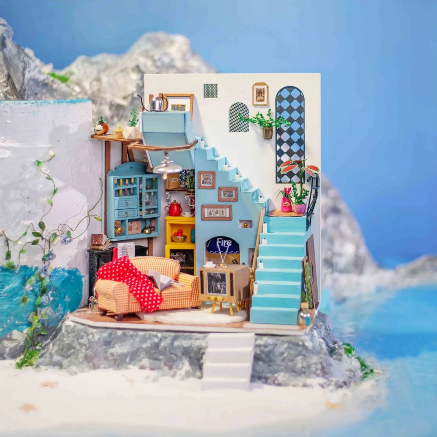 Robotime DG141 DIY Mediterranean Miniature Joy s Peninsula Livin Castle Toys