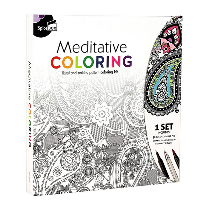 SpiceBox - 10335 | Meditative Coloring - Floral & Paisley Pattern Coloring Kit
