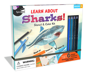 Spice Box - 10359 | Learn And Draw: Sharks - Stencil & Coloring Kit