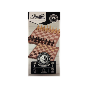 Rustik - 2202 | 2 in 1 Magnetic Folding Peach Wood Chess and Checkers set